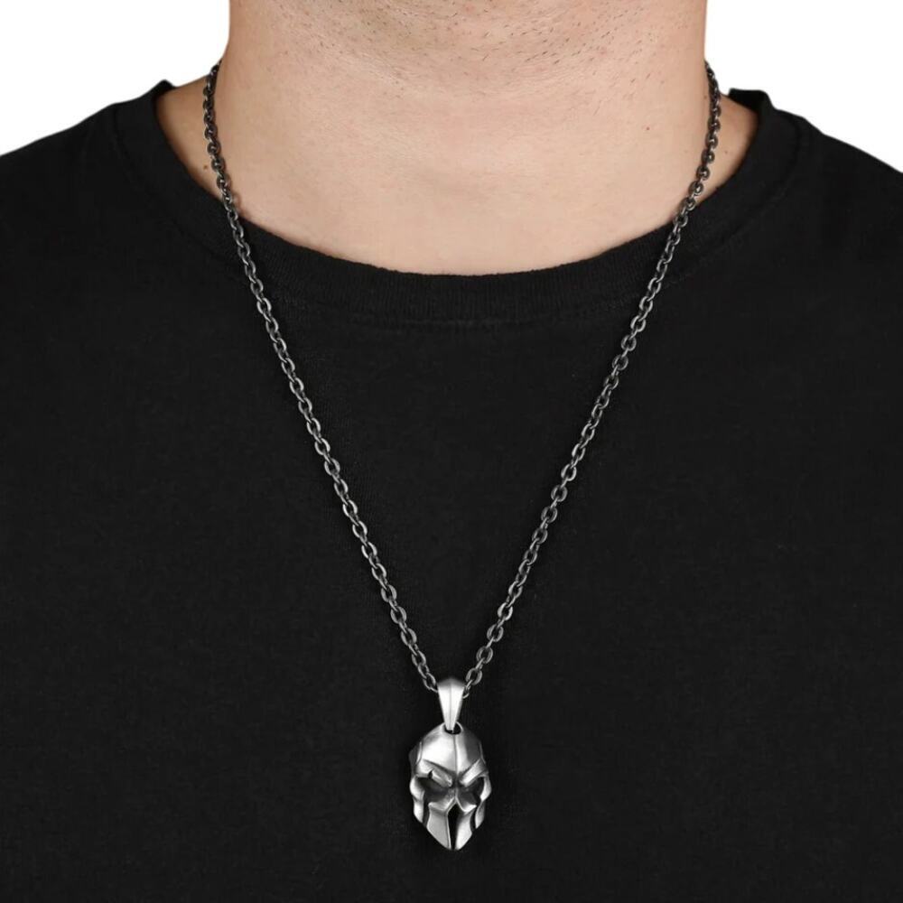 Valhalla Spartan Warrior Helmet Stainless Steel Pendant & Chain Necklace​​